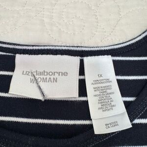 Liz Claiborne Dark Blue and White Striped Shirt
